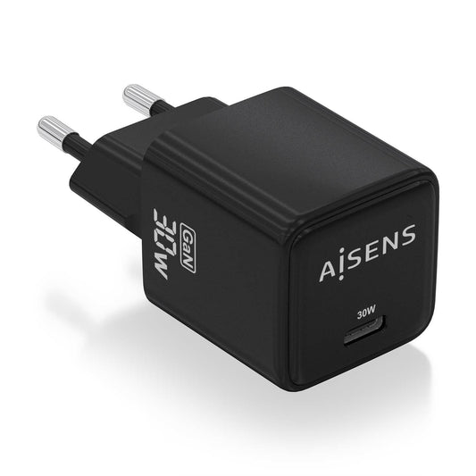 AISENS - Cargador Gan 30W  1xUSB-C PD3.0 QD4.0  Negro