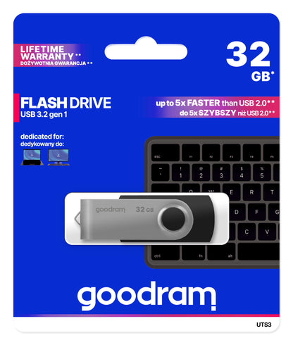 Goodram - UTS3 unidad flash USB 32 GB USB tipo A 3.2 Gen 1 (3.1 Gen 1) Negro