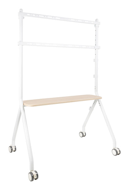 TooQ - iLOVE Soporte de Suelo con Ruedas para Pantalla 49"-80"  Blanco y Haya