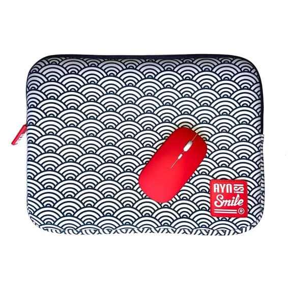 Smile - Laptop sleeve Kimono 13"-14" Seigaiha + Mouse