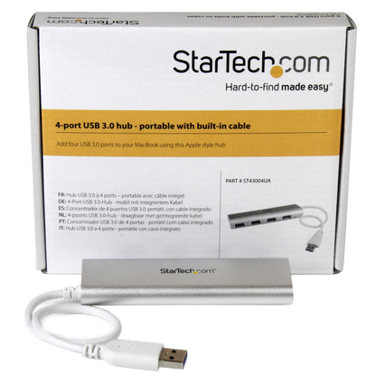 StarTech.com - Hub Ladrón USB 3.0 de 4 Puertos - Hub Concentrador USB-A - Alimentado por el Bus - 5Gbps - Hub USB Portátil - Carcasa Resistente