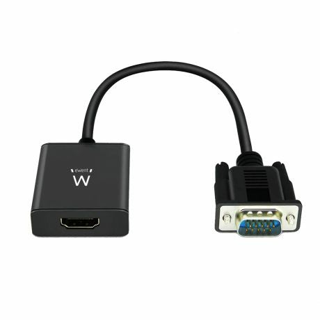 Ewent - EW9866 adaptador de cable de vídeo 0 202 m VGA (D-Sub) HDMI + 3.5mm Negro