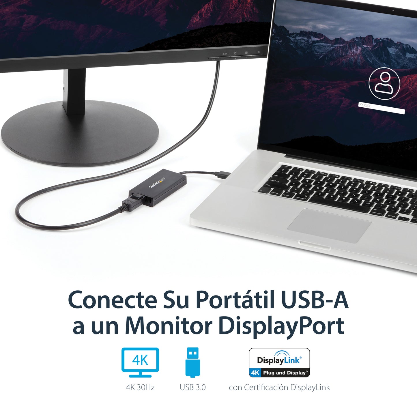 StarTech.com - Adaptador USB 3.0 a DisplayPort 4K Ultra HD - Certificado por DisplayLink - Convertidor de Vídeo con Tarjeta Gráfica Externa - Mac y Windows