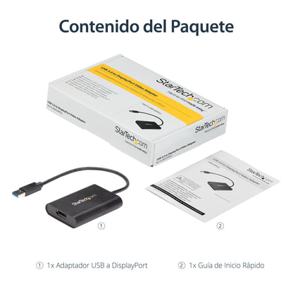 StarTech.com - Adaptador USB 3.0 a DisplayPort - 4K 30Hz - Adaptador de Vídeo Externo USB a DisplayPort para Un Monitor - Adaptador Gráfico Externo DisplayPort - USB a DP 4K 30Hz - Solo para Windows