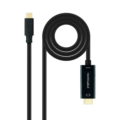 Nanocable - Cable Conversor USB-C a HDMI 1.4 4K@30HZ 1.8 m  Negro