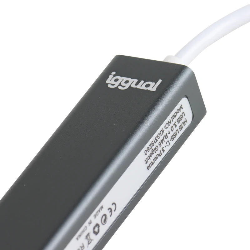 iggual - Hub tipo C 3 puertos USB 3.0 + RJ45 Gigabit