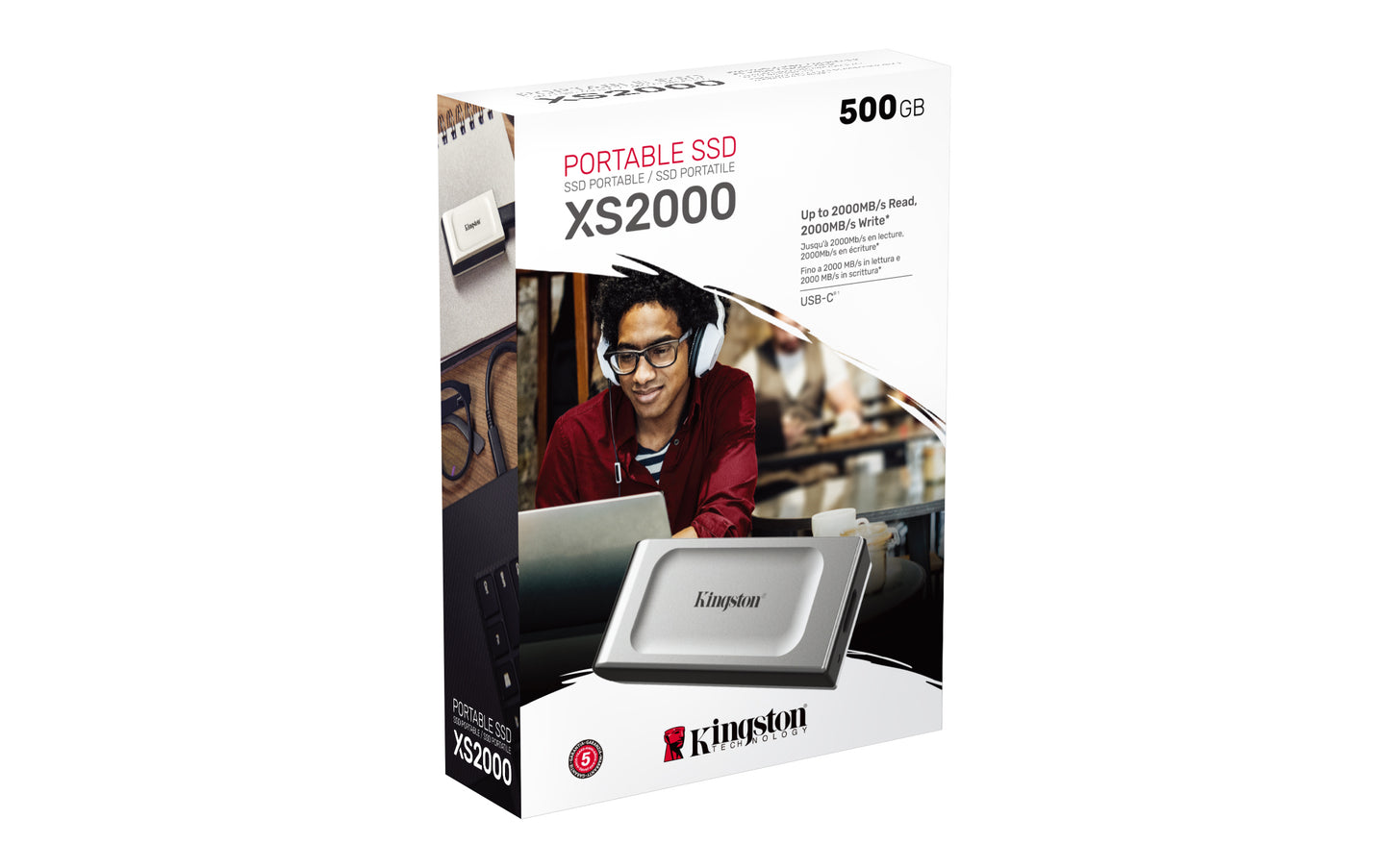 Kingston Technology - XS2000 500 GB USB Tipo C 3.2 Gen 2 (3.1 Gen 2) Negro  Plata