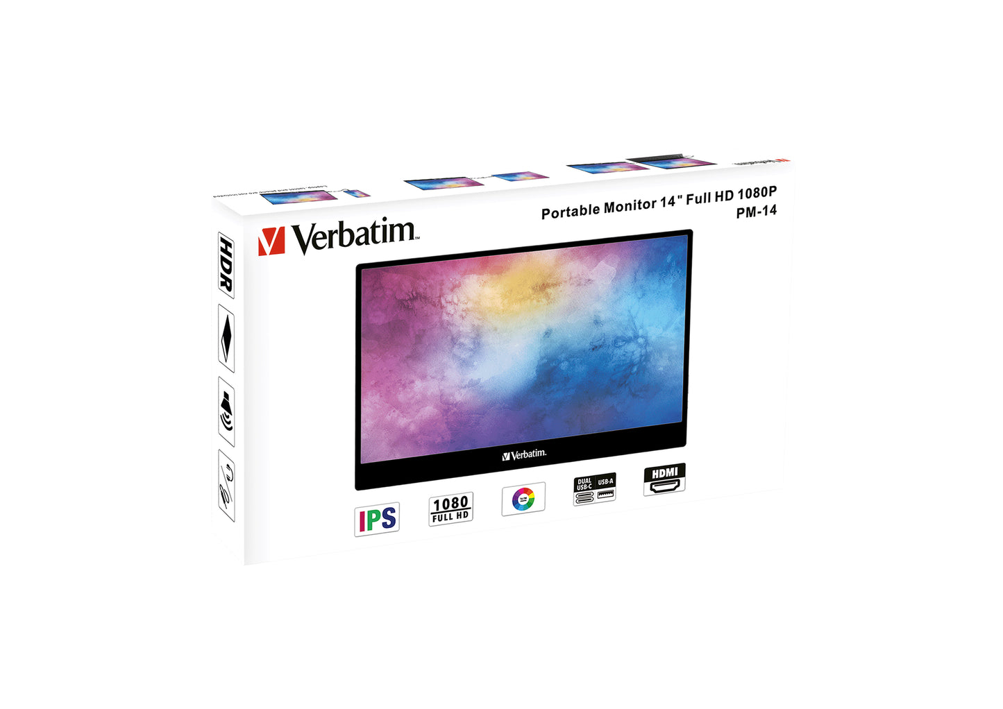 Verbatim - 49590 pantalla para PC 35 6 cm (14") 1920 x 1080 Pixeles Full HD LCD Negro