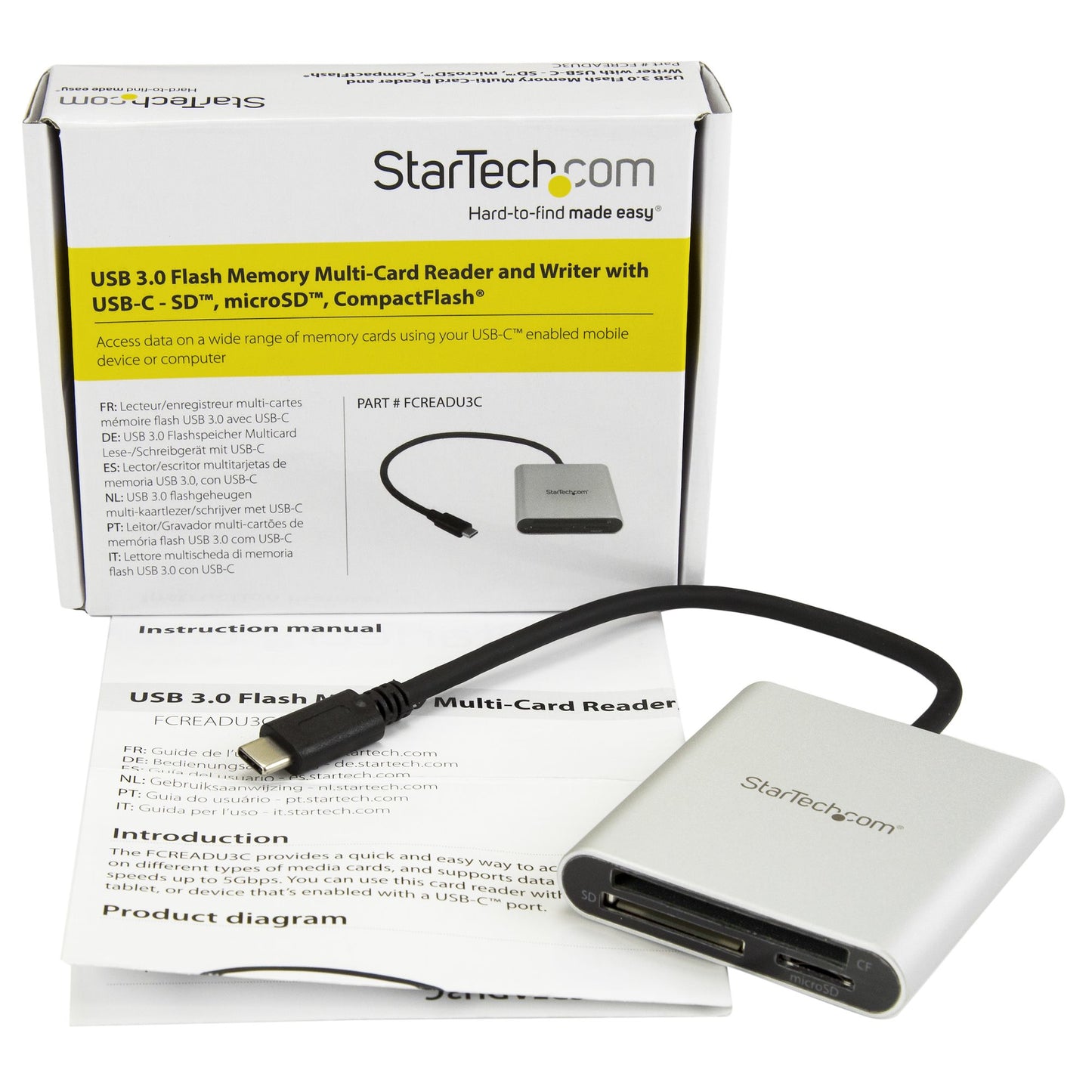 StarTech.com - Lector Grabador USB 3.0 de Tarjetas de Memoria SD  Micro SD  CompactFlash - Adaptador USB-C a Tarjetas Flash