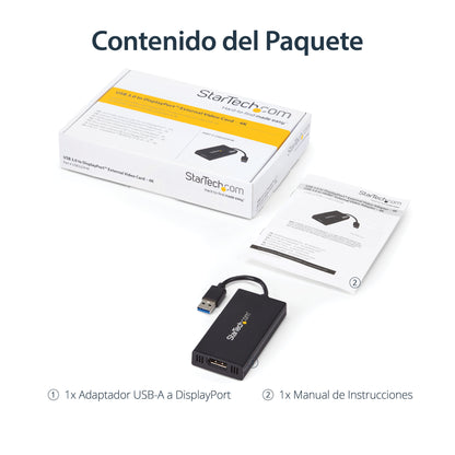 StarTech.com - Adaptador USB 3.0 a DisplayPort 4K Ultra HD - Certificado por DisplayLink - Convertidor de Vídeo con Tarjeta Gráfica Externa - Mac y Windows