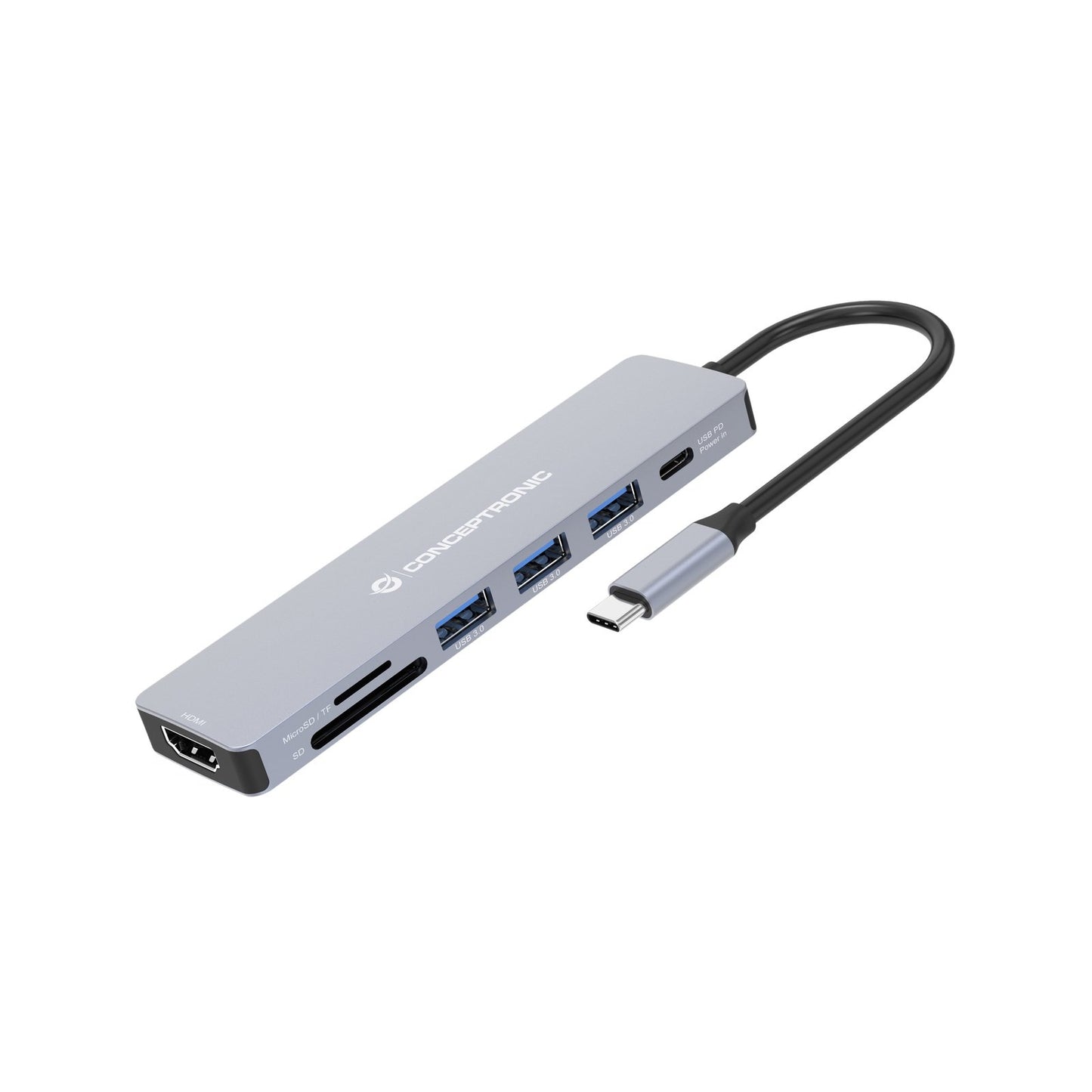 Conceptronic - DONN19G base para portátil y replicador de puertos Alámbrico USB 3.2 Gen 1 (3.1 Gen 1) Type-C Gris