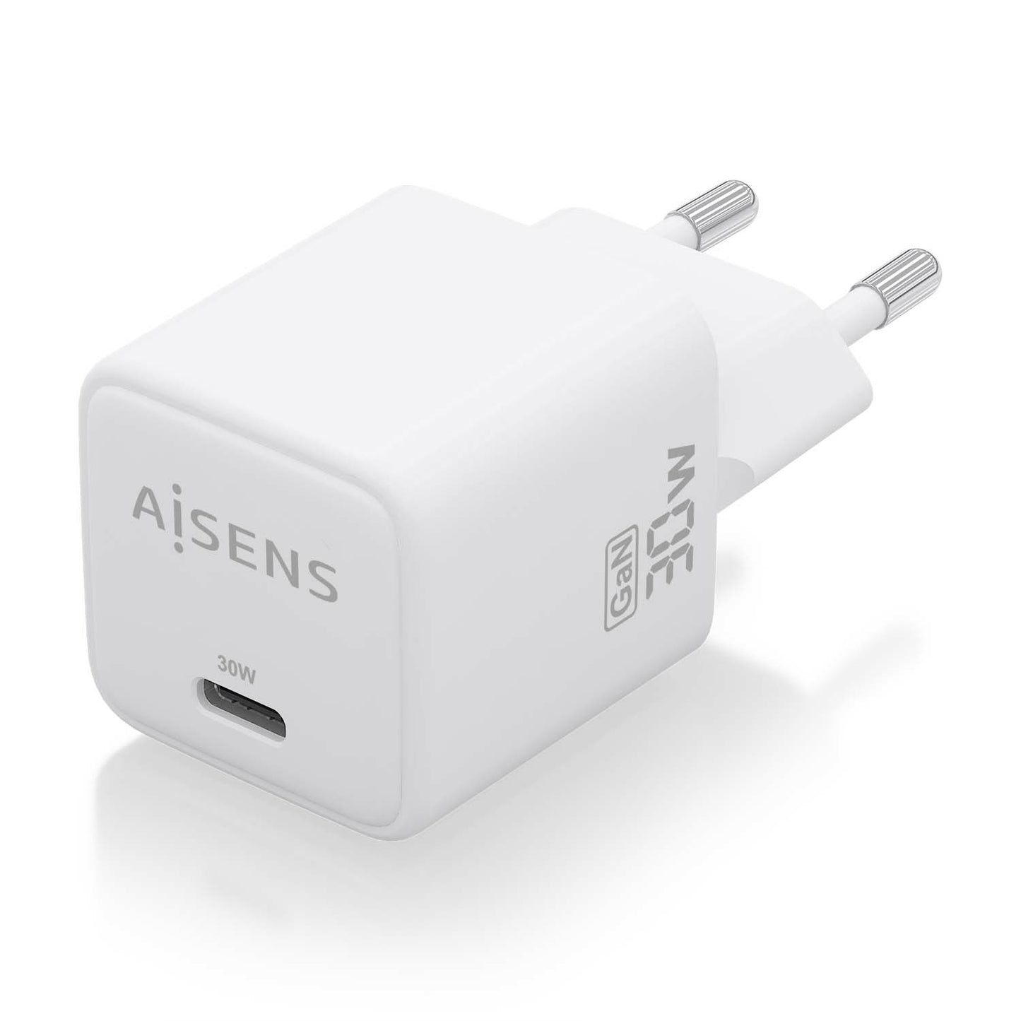 AISENS - Cargador Gan 30W  1xUSB-C PD3.0 QD4.0  Blanco