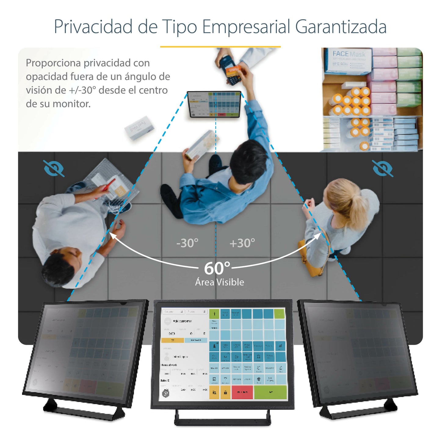 StarTech.com - Filtro de Privacidad de 19 Pulgadas 5:4 para Monitor - Pantalla de Privacidad Protector Anti Brillo - Anti Luz Azul con Reducción del 51% - Ángulo de +/- 30°