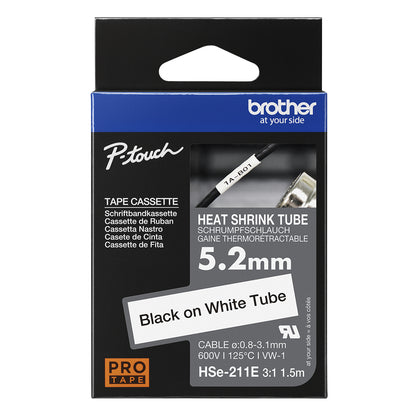 Brother HSE-211E cinta para impresora de etiquetas Negro sobre blanco