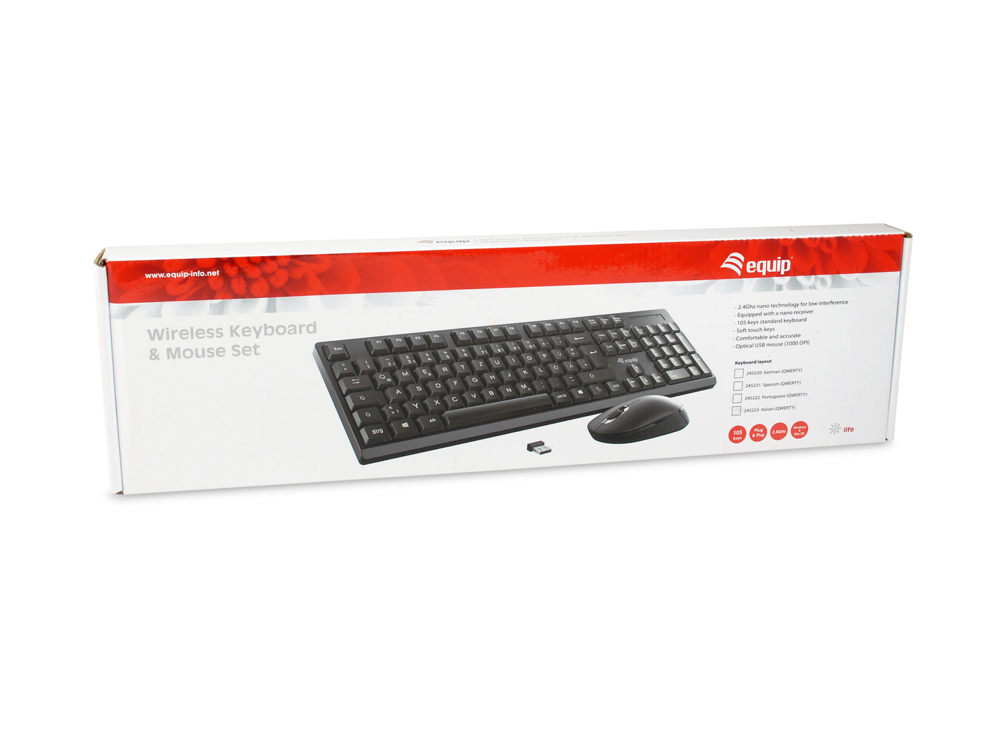 Equip - 245221 teclado Ratón incluido Oficina RF inalámbrico QWERTY Español Negro