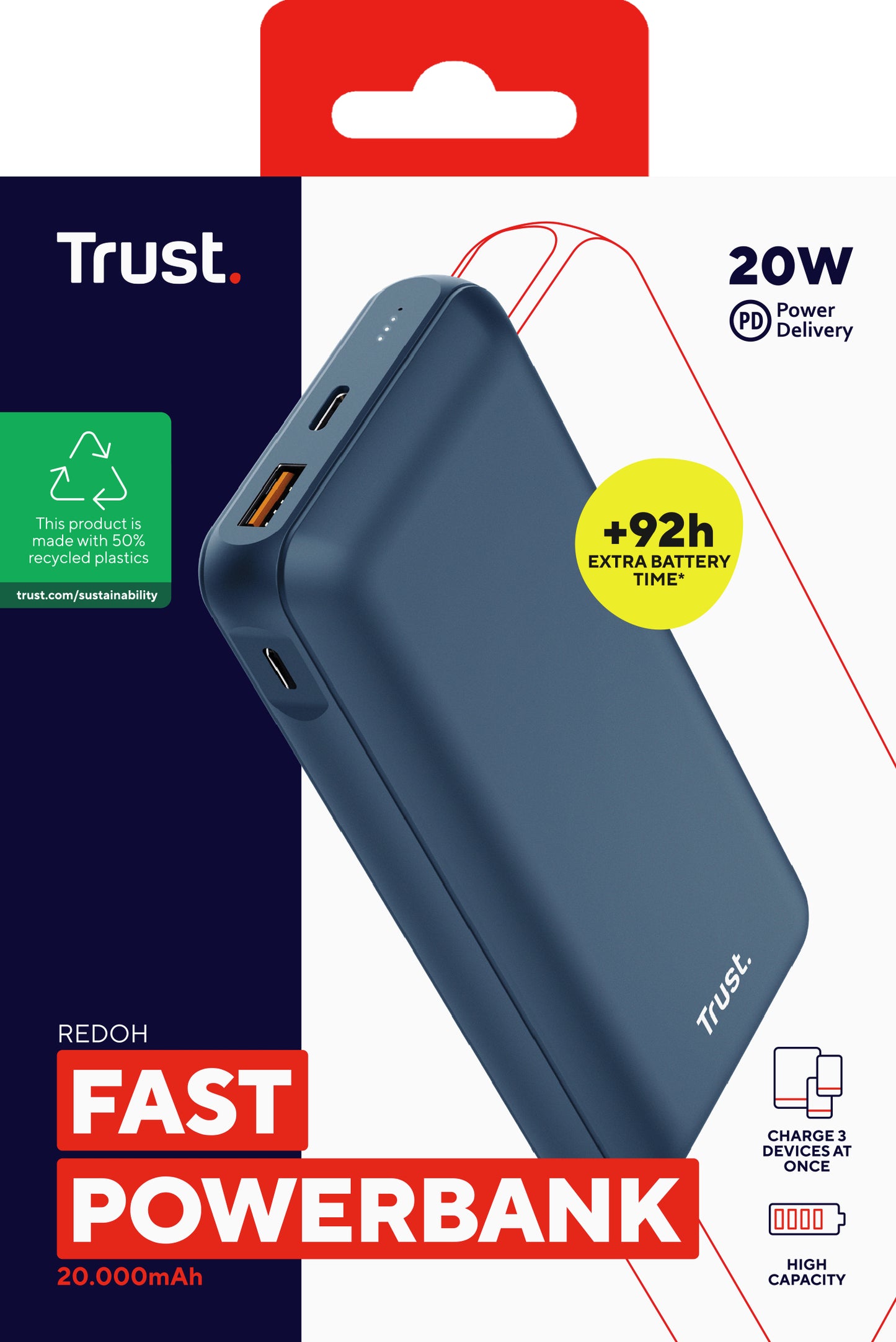 Trust - Redoh Ión de litio 20000 mAh Azul