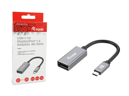 Equip - 133493 adaptador de cable de vídeo 0 15 m USB Tipo C DisplayPort Negro  Gris