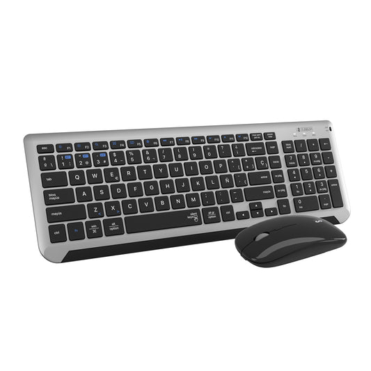 SUBBLIM - Teclado con Ratón Bluetooth + 2.4G Combo Dual Prestige Extendido Gris/Negro