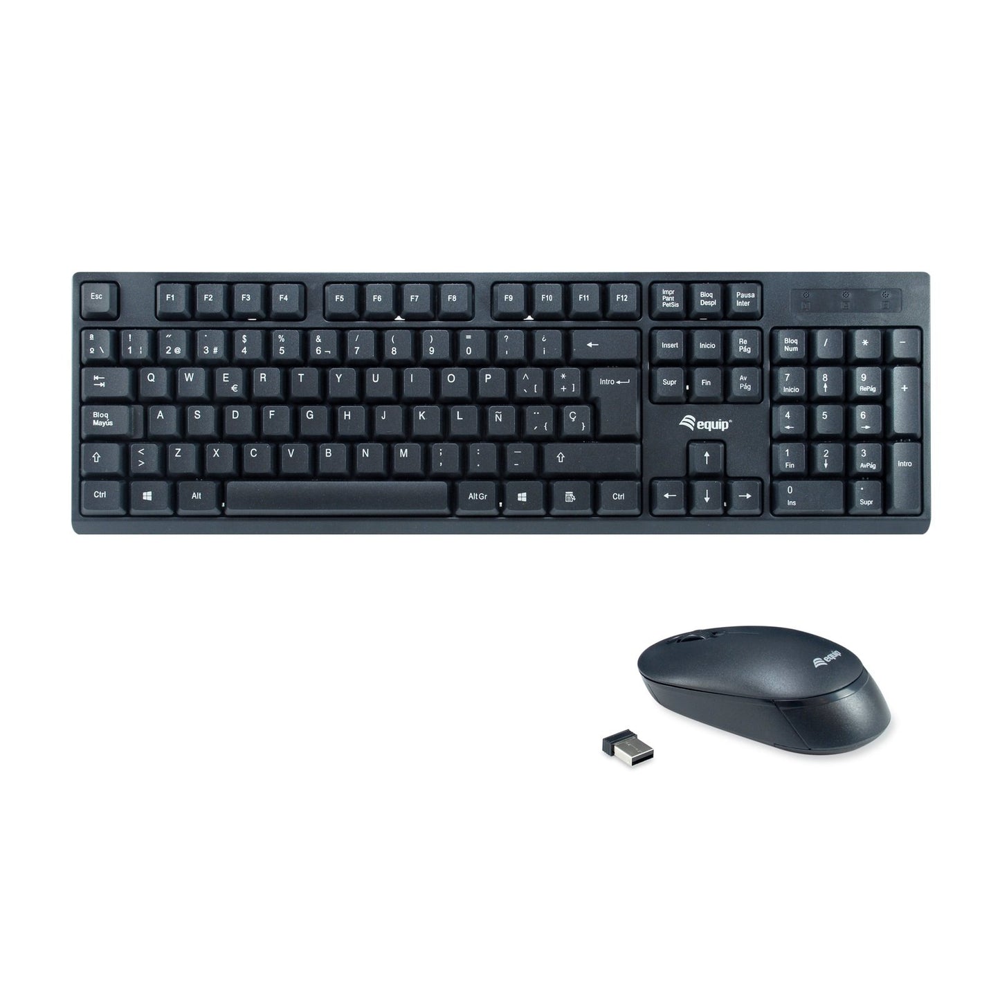 Equip - 245221 teclado Ratón incluido Oficina RF inalámbrico QWERTY Español Negro