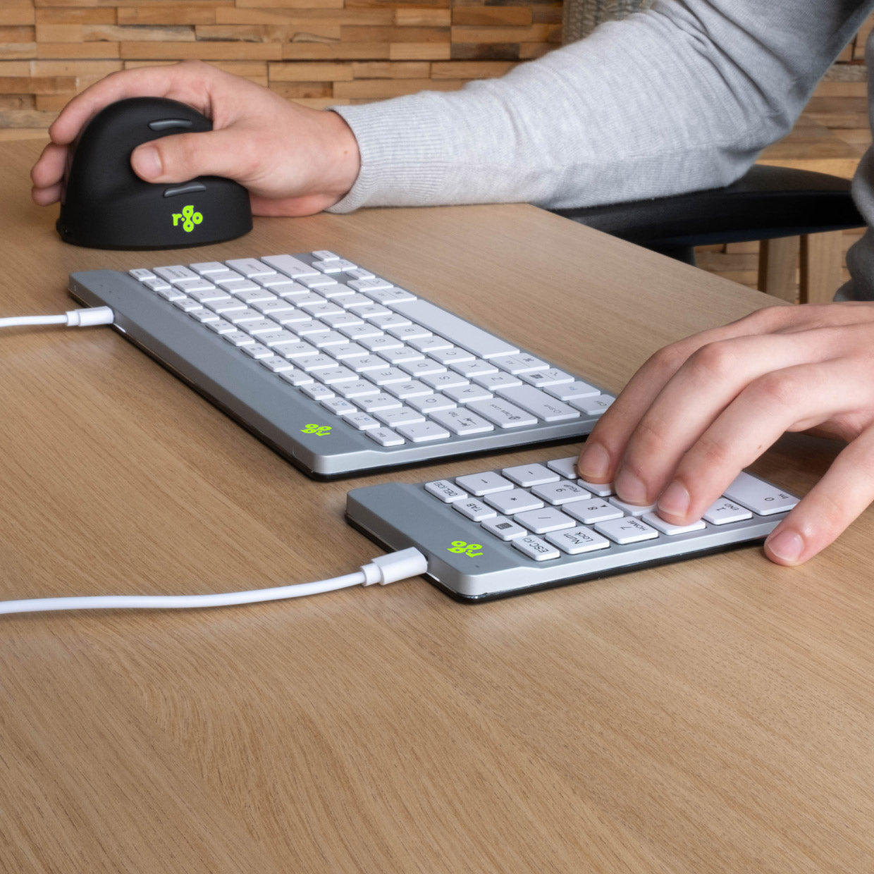 R-Go Tools - Teclado numérico R-Go Numpad Break  teclado numérico ergonómico con software de pausa  con cable  blanco