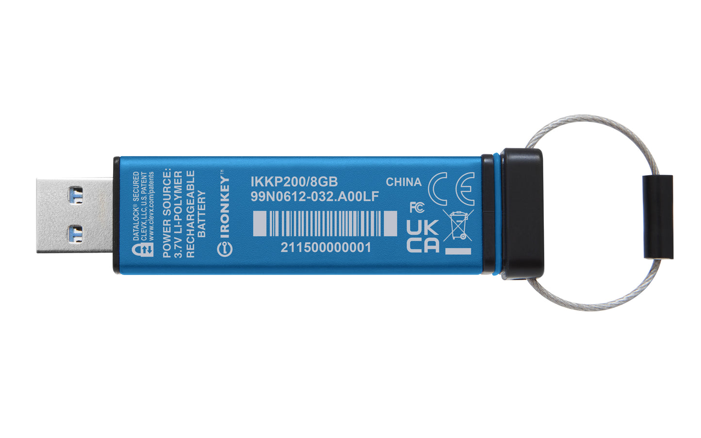 Kingston Technology - IronKey Keypad 200 unidad flash USB 8 GB USB tipo A 3.2 Gen 1 (3.1 Gen 1) Azul