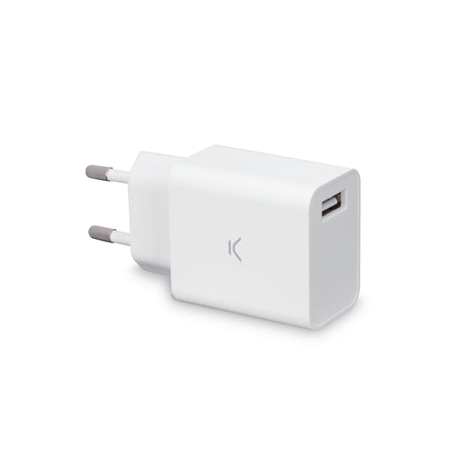 Ksix - Cargador de red 12 W  Puerto USB-A  Blanco