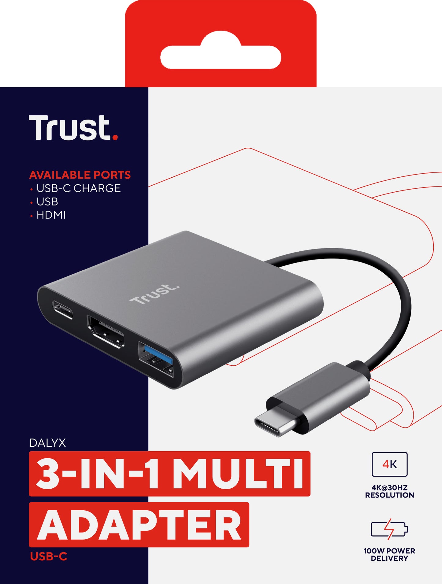 Trust - Dalyx USB 3.2 Gen 1 (3.1 Gen 1) Type-C Aluminio  Negro