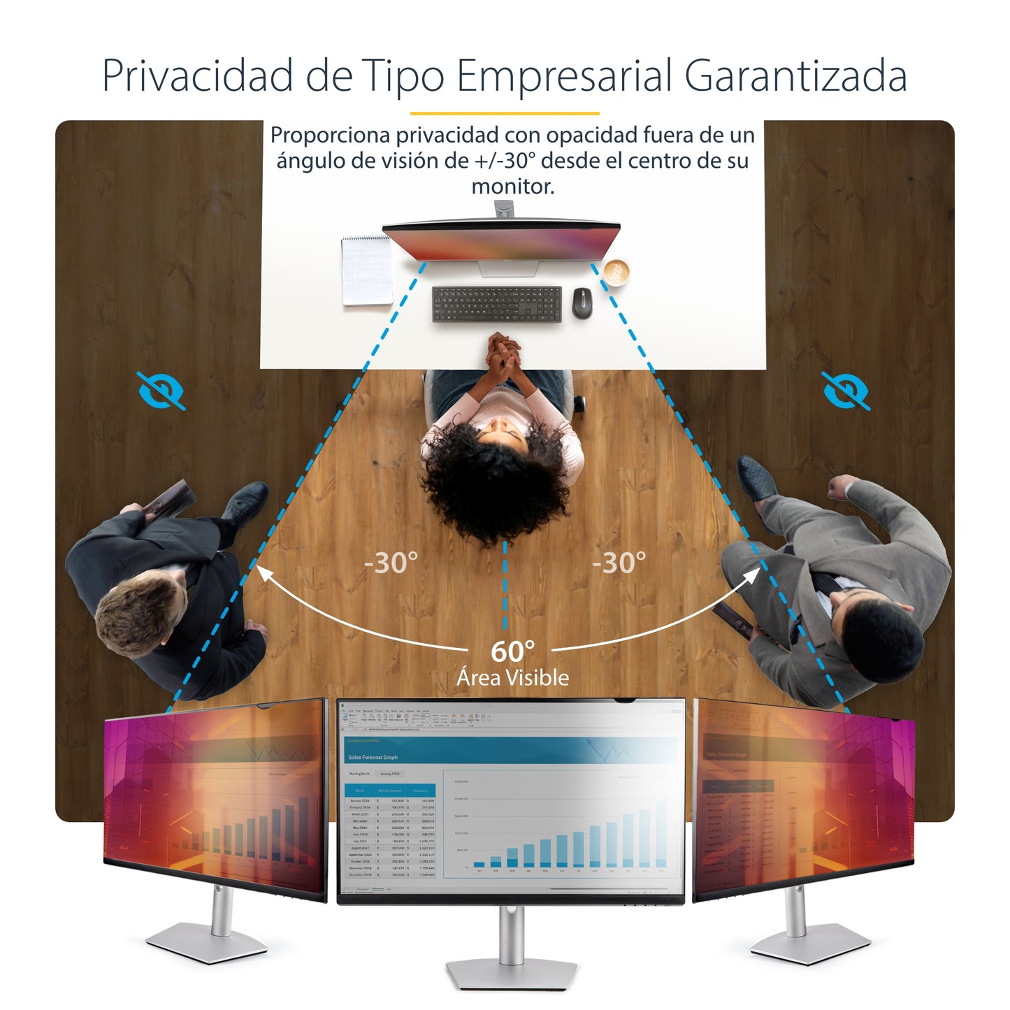 StarTech.com - Filtro de Privacidad Dorado de 27in para Monitor de 16:9 - Filtro Reversible - Filtro de Pantalla Brillante Removible para Ordenador - Protector de Pantalla - +/- 30 Deg.