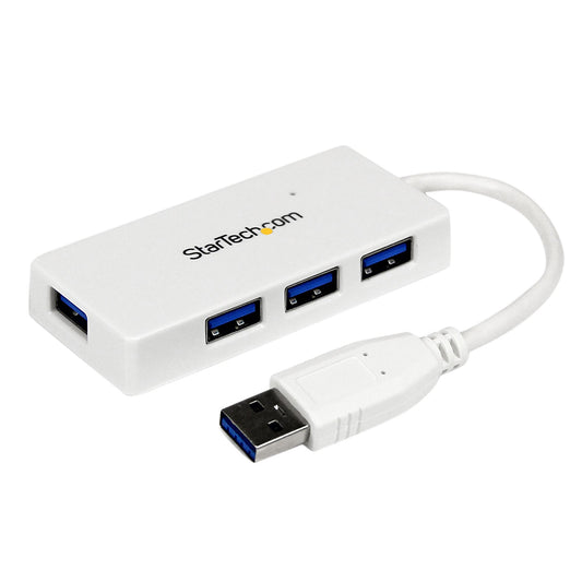 StarTech.com - Adaptador Concentrador Hub Ladrón USB 3.0 (5Gbps) Super Speed para Laptop de 4 Puertos Salidas - Blanco