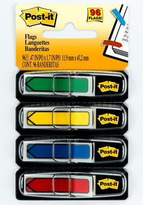 Post-It - Arrow Flags  Primary Colors  1/2 in Wide  24/Dispenser  4 Disp/Pack bandera adhesiva 24 hojas