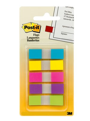 Post-It - Flags  Assorted Bright Colors  1/2 in Wide  100/On-the-Go Dispenser bandera adhesiva 100 hojas