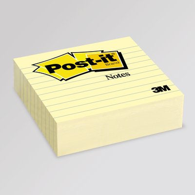 Post-It - Notes  4 in x 4 in  Canary Yellow  Lined  300 Sheets/Pad  1 Pad/Pack nota autoadhesiva Amarillo 300 hojas Autoadhesivo