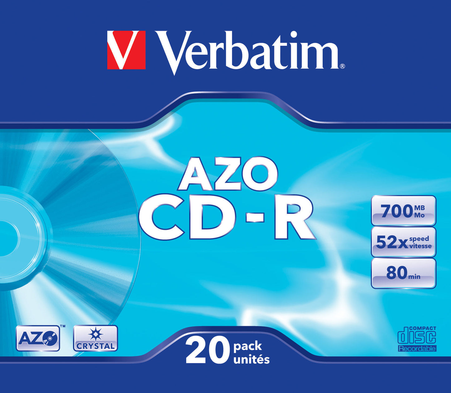 Verbatim - CD-R AZO Crystal 700 MB 20 pieza(s)