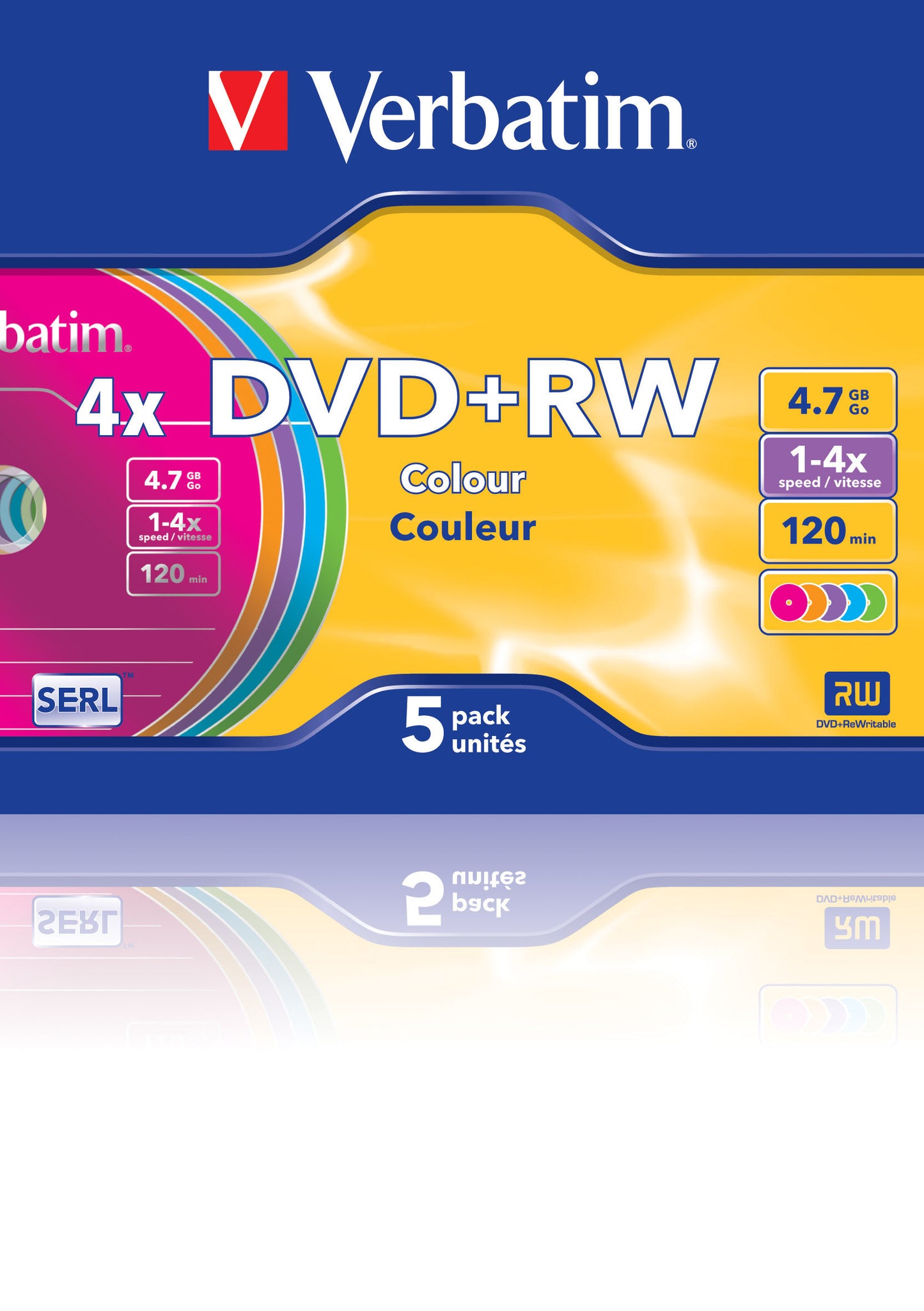 Verbatim - DVD+RW Colours 4 7 GB 5 pieza(s)