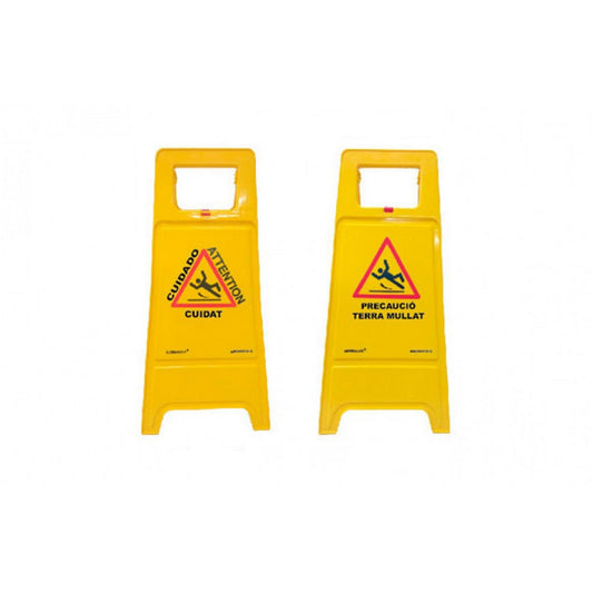 PRIME JJ DB-193 -  Señalización Panel Amarillo Precaución Terra Mullat / Cuidado Atención Cuidat 62x30 cm