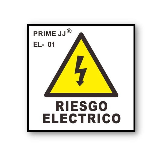 PRIME JJ EL-201XXS - Pack 10 Señal Adhesiva Triangular Riesgo Eléctrico 5x5 cm