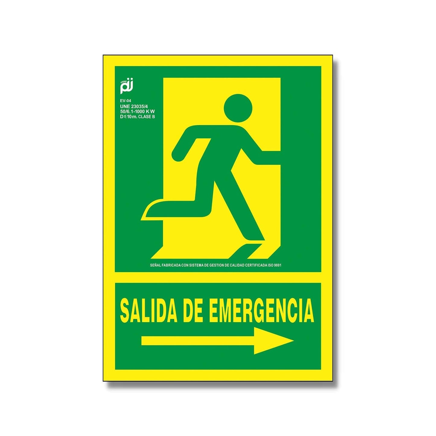 PRIME JJ EV-404L -  Señal Luminiscente Salida de emergencia flecha a la derecha 30x22,4 cm