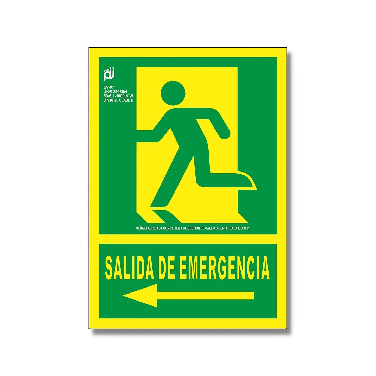 PRIME JJ EV-407L -  Señal Luminiscente Salida de emergencia flecha a la izquierda 30x22,4 cm