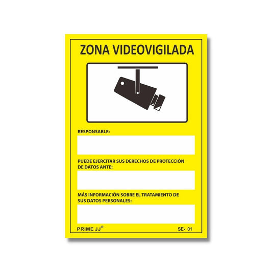 PRIME JJ OB-200S -  Señal Adhesiva Rectangular Zona Videovigilada 10x15 cm