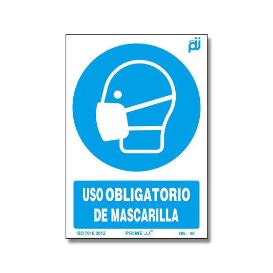 PRIME JJ OB-105XL -  Señal PVC Obligatorio el uso de mascarilla 29,3x39,5 cm