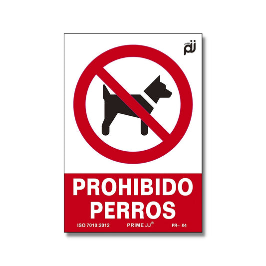 PRIME JJ PR-104L -  Señal PVC Prohibición perros 29,3x20,4 cm