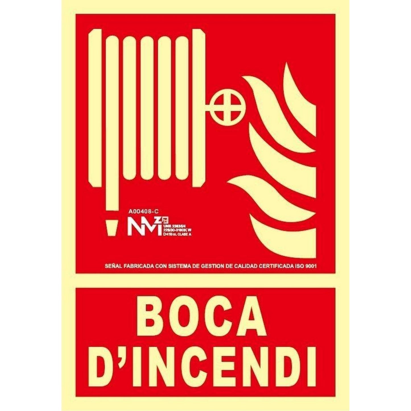 B00108-C - Senyal Luminiscent Boca D´Incendi Clase B PVC 0.7mm 21x30cm con CTE, RIPCI