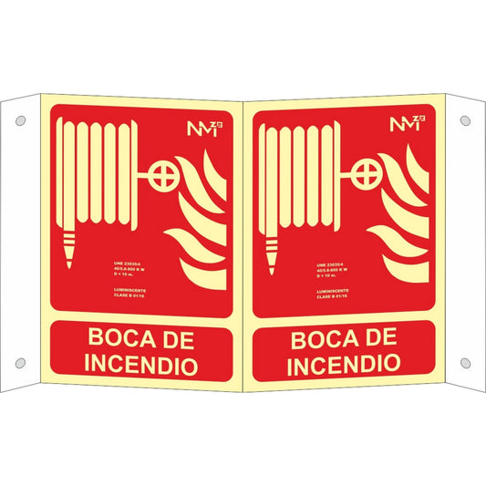 B05008 - Señal Luminiscente Boca de Incendio Clase B PVC 0.7mm 21x30cm con CTE, RIPCI