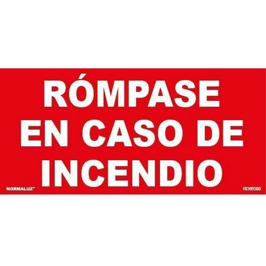 B09500 - Adhesivo de Vinilo Transarente  10 Unidades Rompase en Caso de Incendio Adhesivo de Vinilo 14x8cm con CTE, RIPCI