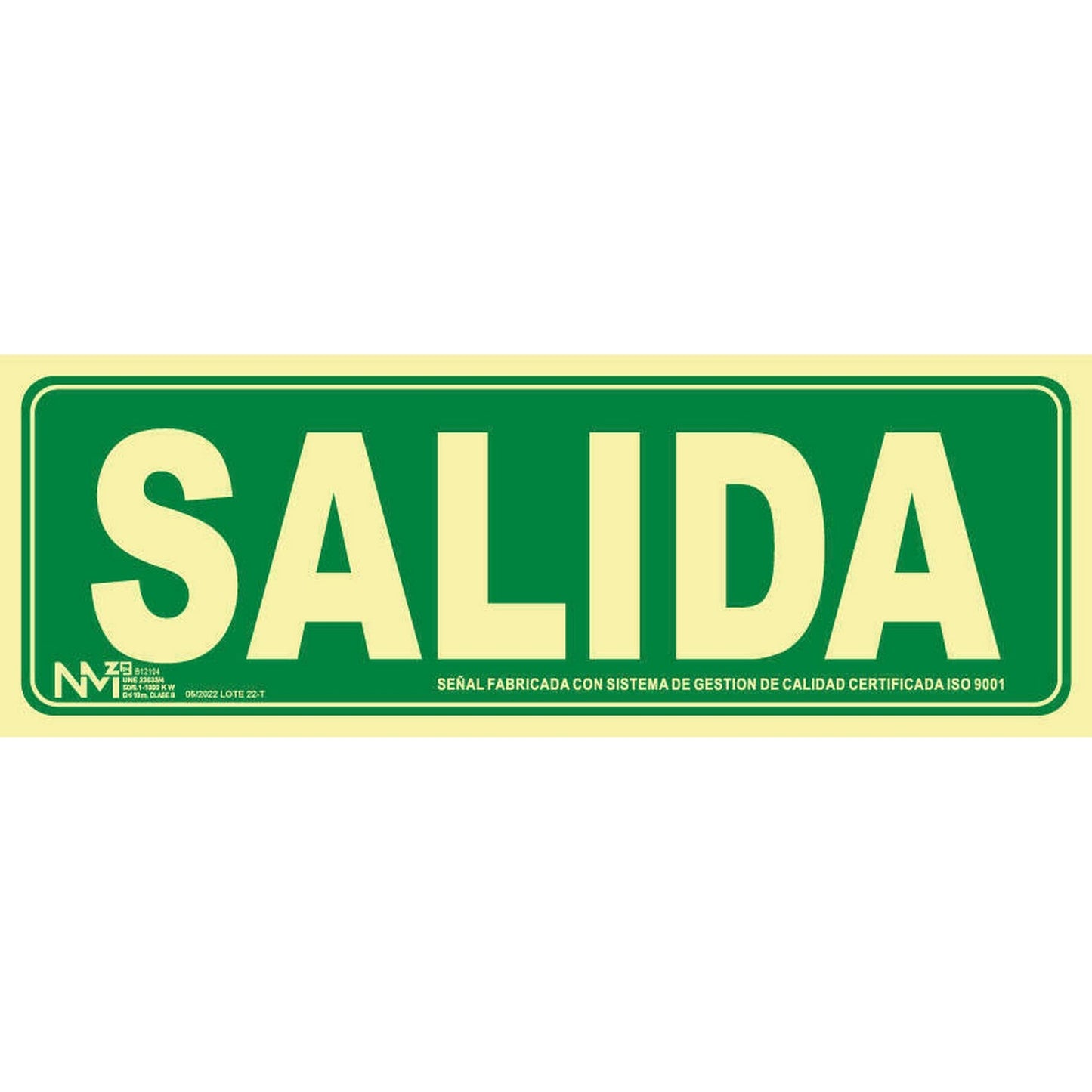 A19404 - Señal Luminiscente   Salida  Clase A PVC 1mm 15x42cm con CTE, RIPCI