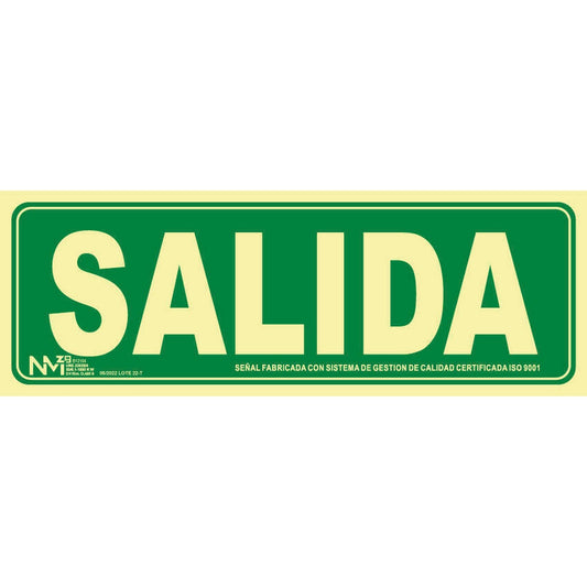 A19404 - Señal Luminiscente   Salida  Clase A PVC 1mm 15x42cm con CTE, RIPCI