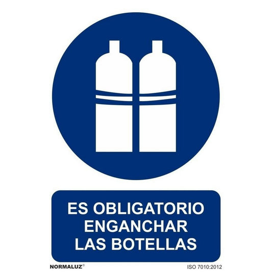 RD20020 - Señal Es Obligatorio Enganchar las Botellas  PVC Glasspack 0.7mm 21x30 cm con CTE, RIPCI