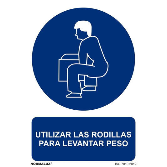 RD20022 - Señal Utilizar las Rodillas Para Levantar Peso PVC Glasspack 0.7mm 21x30 cm con CTE, RIPCI