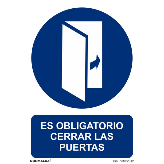 RD20934 - Señal Es Obligatorio Cerrar Las Puertas  Aluminio 0.5mm 21x30 cm con CTE, RIPCI