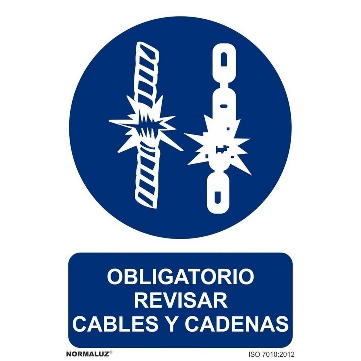 RD21037 - Señal Obligatorio Revisar Cables Y Cadenas  PVC Glasspack 0.7mm 30x40 cm con CTE, RIPCI